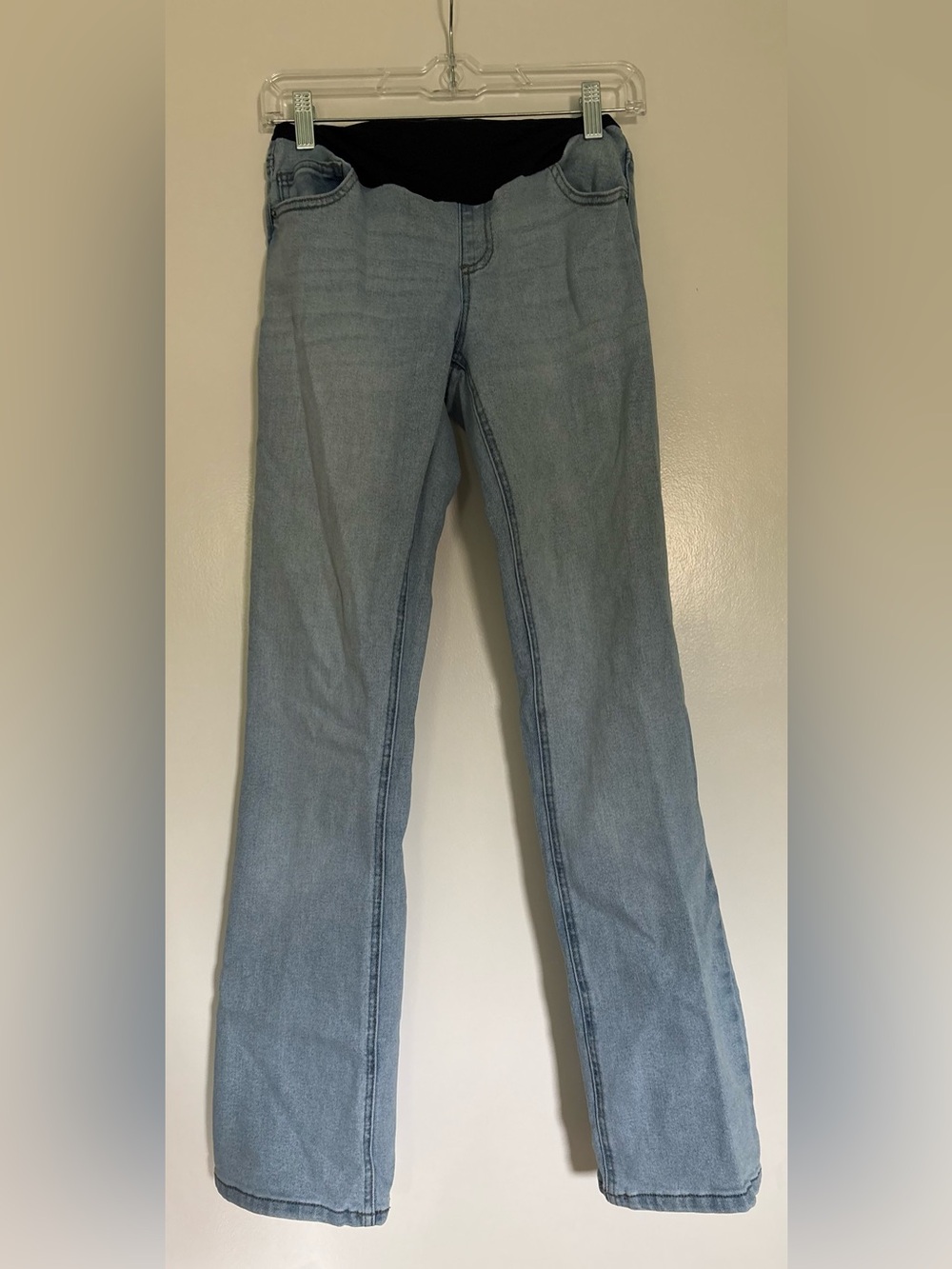 Light Blue Straight Leg Maternity Jeans